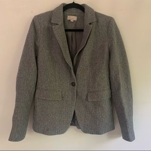 Ann Taylor Loft Grey Herringbone Single Button Women’s Blazer
